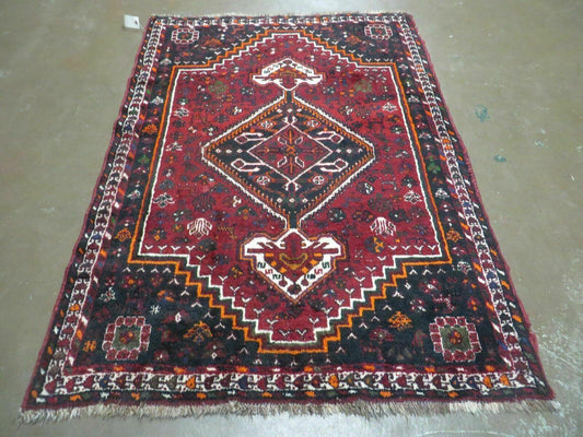 4' X 6' Antique Handmade Turkish Wool Veg Dyes Rug Organic Red Nice M10 - Nuvé