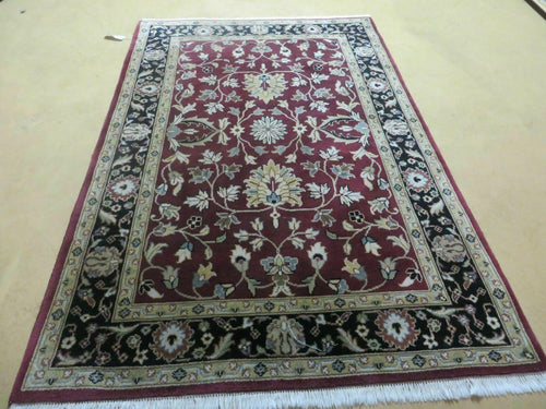 4' X 6' Handmade Finely Knotted Indian Agra Pattern Wool Rug Nice - Nuvé