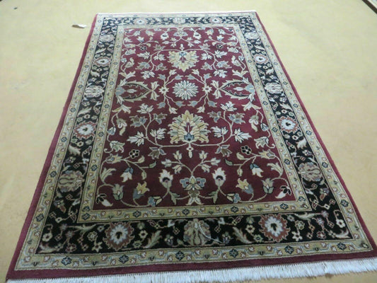 4' X 6' Handmade Finely Knotted Indian Agra Pattern Wool Rug Nice - Nuvé