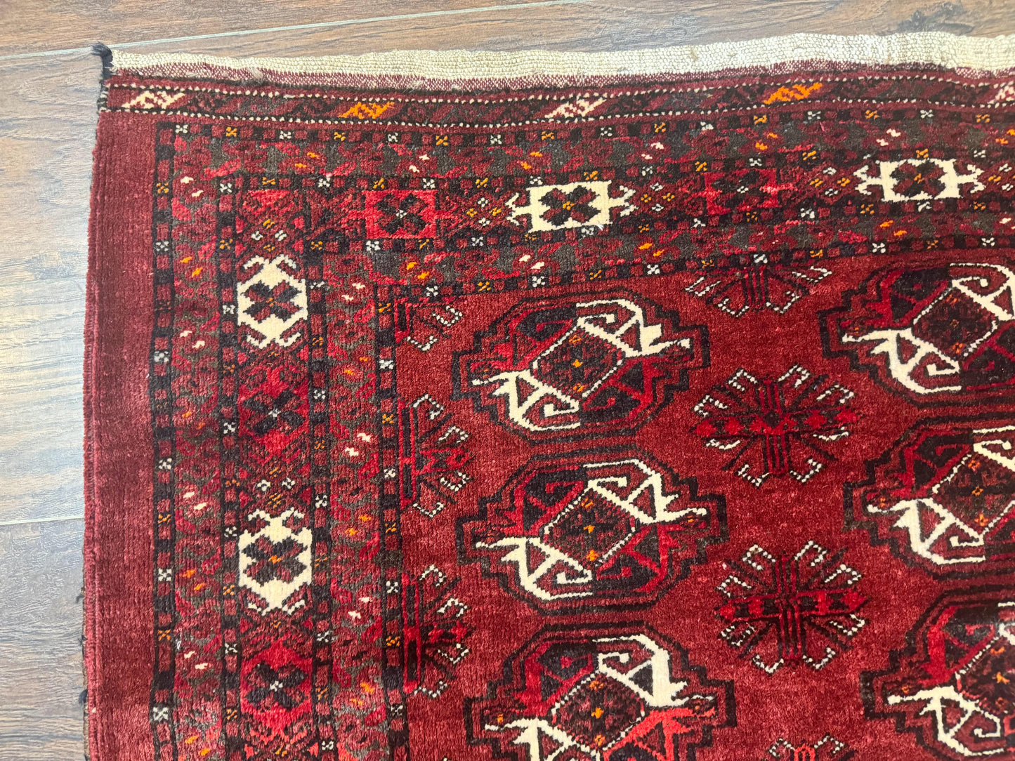 Antique Afghan Turkoman Mafrash Rug 3x5, Red, Hand Knotted, Wool, Tribal Collectible - Nuvé