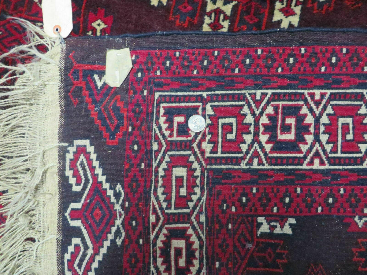 7' X 10' Antique Handmade Yamud Turkoman Wool Rug Excellent