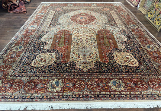 Wonderful Pak Persian Rug 9x12, Very Fine 260 KPSI, Floral Peacocks, Handmade Vintage Wool Rug - Nuvé