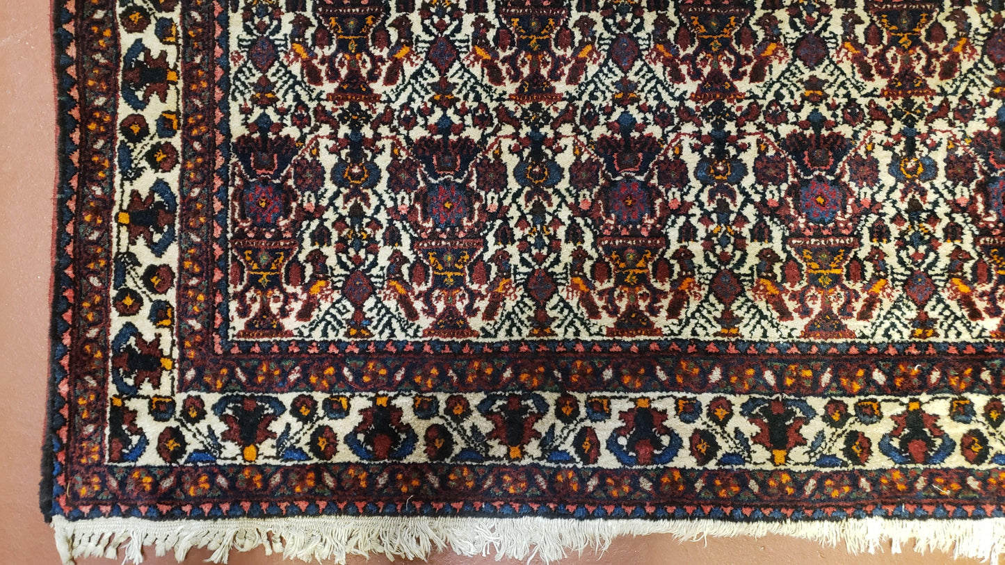 3.6 x 5 Hand-Knotted Vase Rug Floral Turkish Tribal Village Weaving Zagros Vintage Carpet Home Office Wool Area Rug 3x5 Persian Rug 4x5 - Nuvé