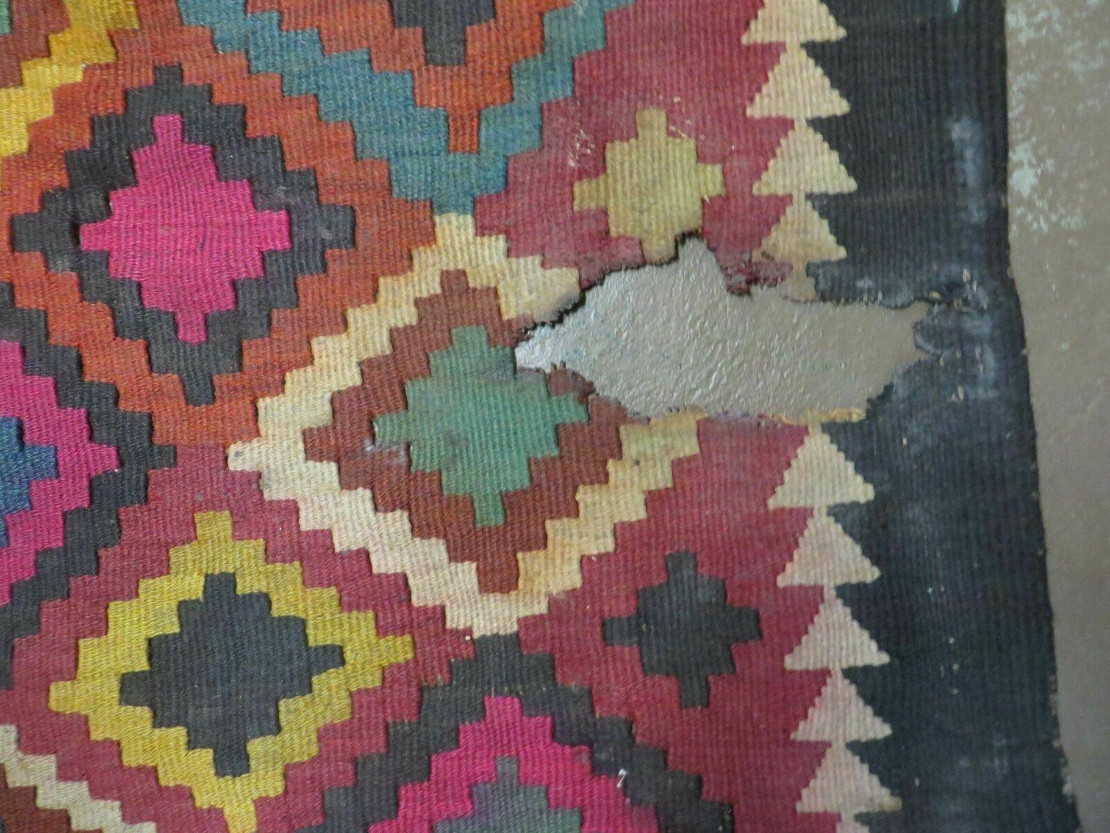 7' X10' Antique Afghan Kilim Handmade Flat Weave Wool Rug Vegy Organic Colorful - Nuvé