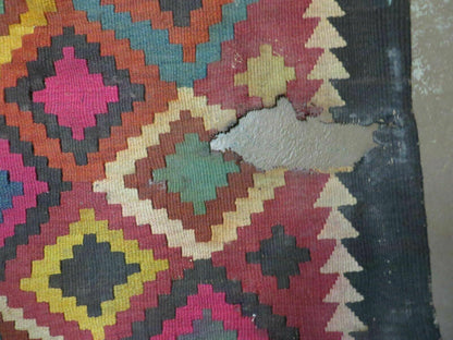7' X10' Antique Afghan Kilim Handmade Flat Weave Wool Rug Vegy Organic Colorful - Nuvé
