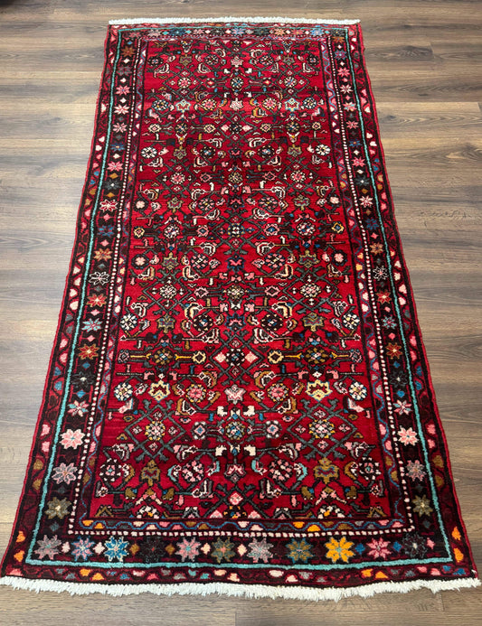 Red Persian Rug 4x7, Village Rug, Wool Vintage Carpet - Nuvé