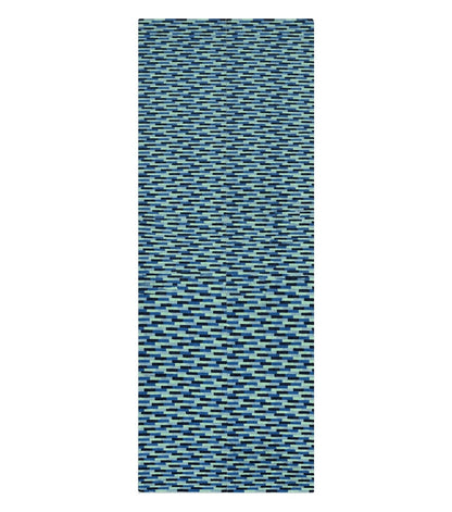 Wide Runner Rug 4.7 x 12, Blue Multicolor Contemporary Wool Power Loomed Rug, Mosiac Design
