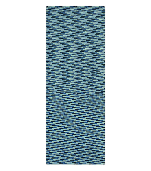 Wide Runner Rug 4.7 x 12, Blue Multicolor Contemporary Wool Power Loomed Rug, Mosiac Design