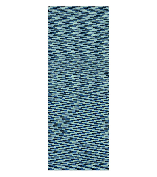 Wide Runner Rug 4.7 x 12, Blue Multicolor Contemporary Wool Power Loomed Rug, Mosiac Design