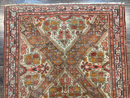Wonderful Antique Persian Malayer Rug 4x6, Wool Hand Knotted Authentic Oriental Carpet, Very Fine - Nuvé