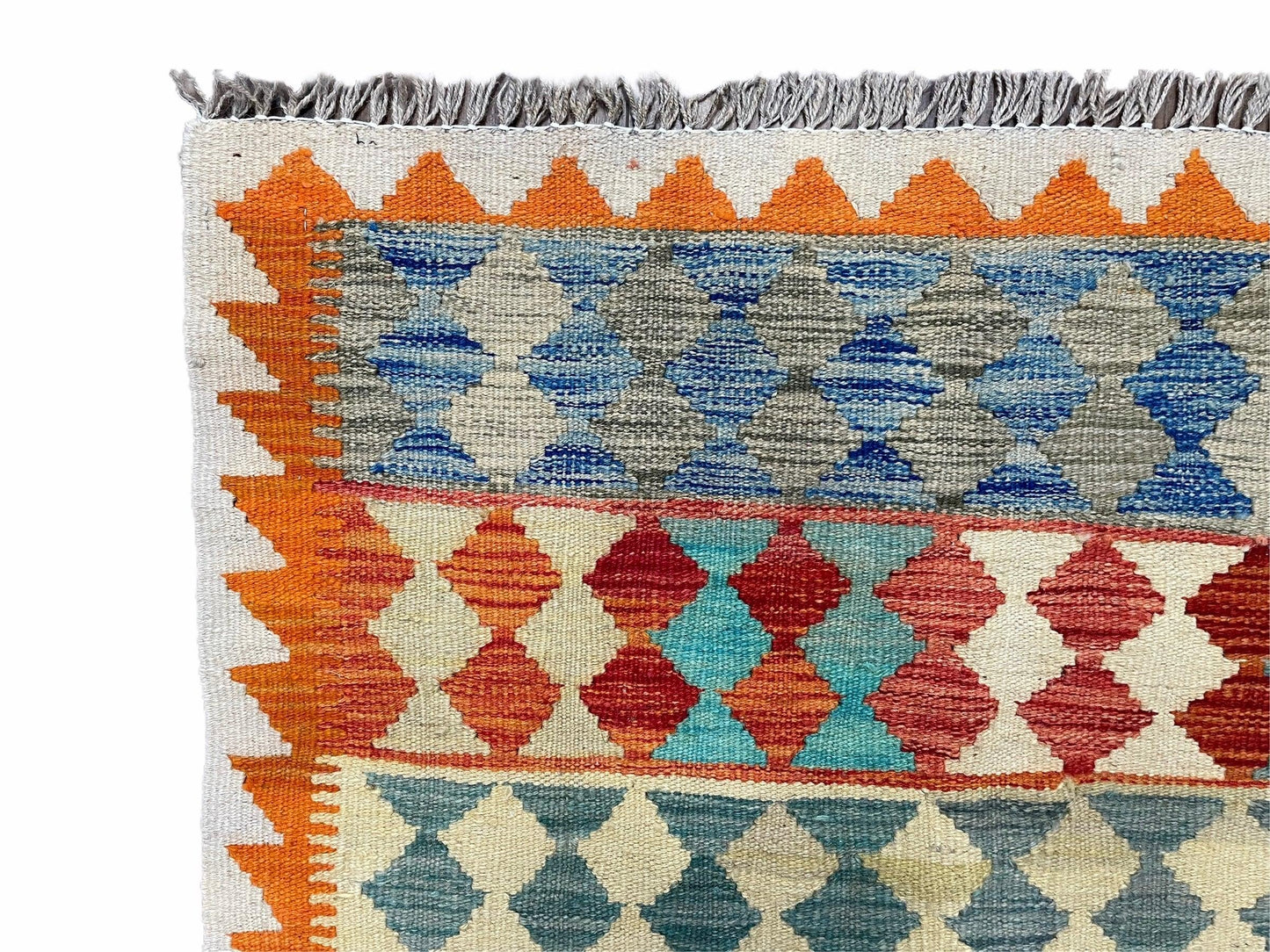 Small Chobi Kilim Rug 3x4 Colorful Diamond Kilim Small Turkish Multicolor Kilim with Diamond Pattern Wool Flatweave Nice - Nuvé