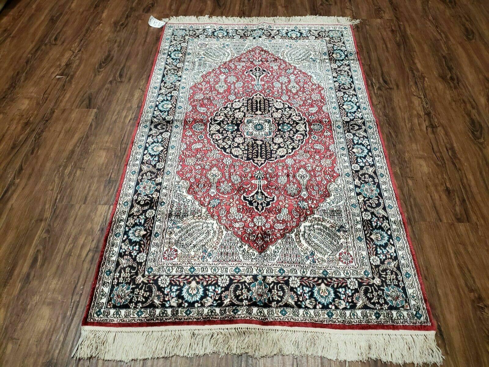 3' X 5' Vintage Fine Handmade India Oriental Kashmir Silk Rug 400 KPSI Wow - Nuvé