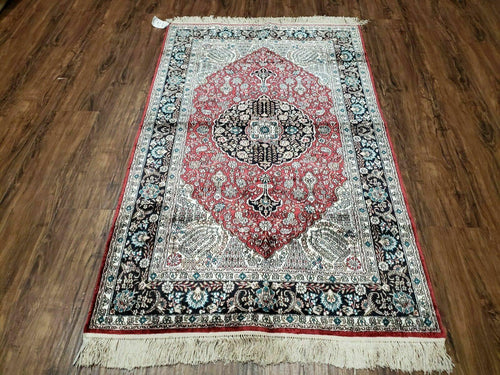 3' X 5' Vintage Fine Handmade India Oriental Kashmir Silk Rug 400 KPSI Wow - Nuvé