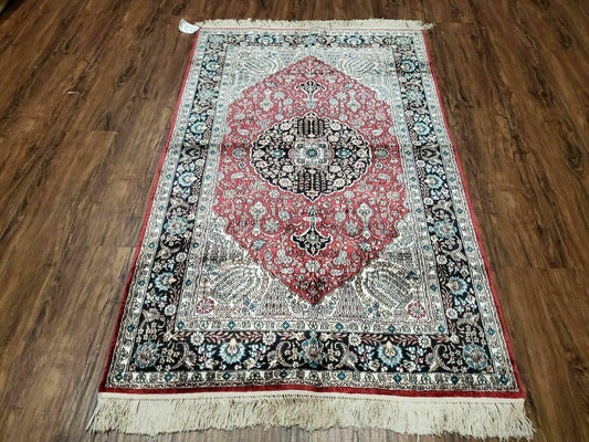 3' X 5' Vintage Fine Handmade India Oriental Kashmir Silk Rug 400 KPSI Wow - Nuvé