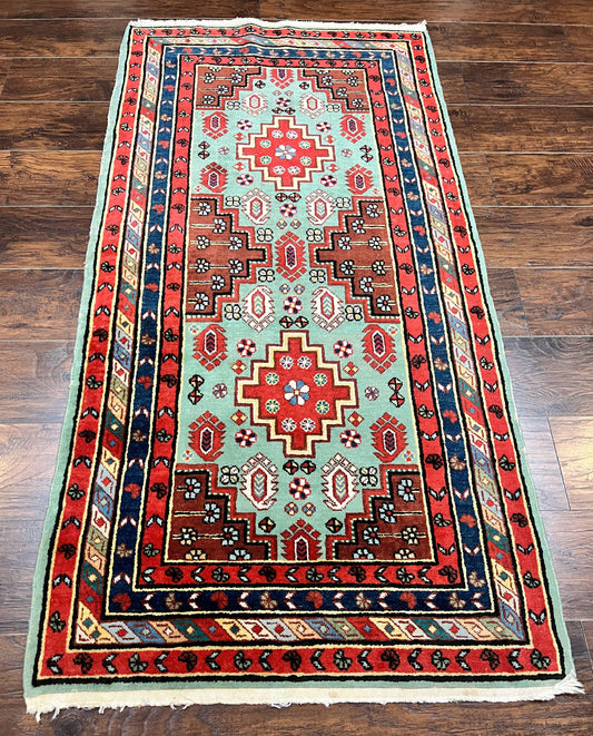 Colorful Turkish Rug 3x6, Geometric Heriz Oriental Carpet, Wool Hand Knotted Vintage Carpet, Oriental Rug 3 x 6 - Nuvé