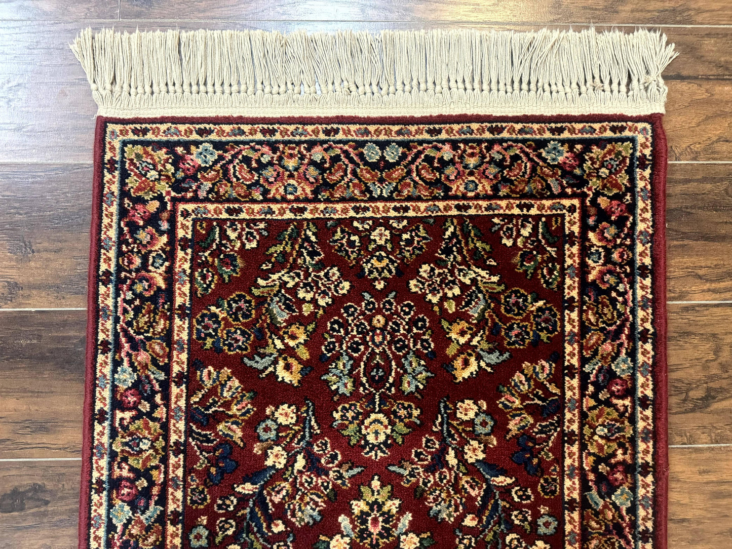 Small Karastan Rug 2.6 x 4 Red Sarouk #785, Karastan Wool Pile Rug, Original 700 Series, Discontinued Vintage Karastan Carpet - Nuvé