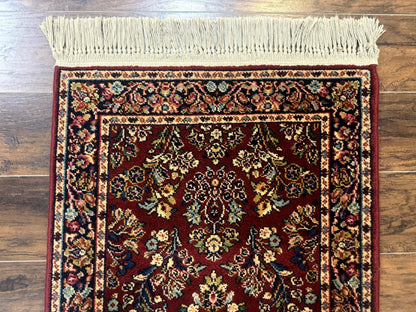 Small Karastan Rug 2.6 x 4 Red Sarouk #785, Karastan Wool Pile Rug, Original 700 Series, Discontinued Vintage Karastan Carpet - Nuvé