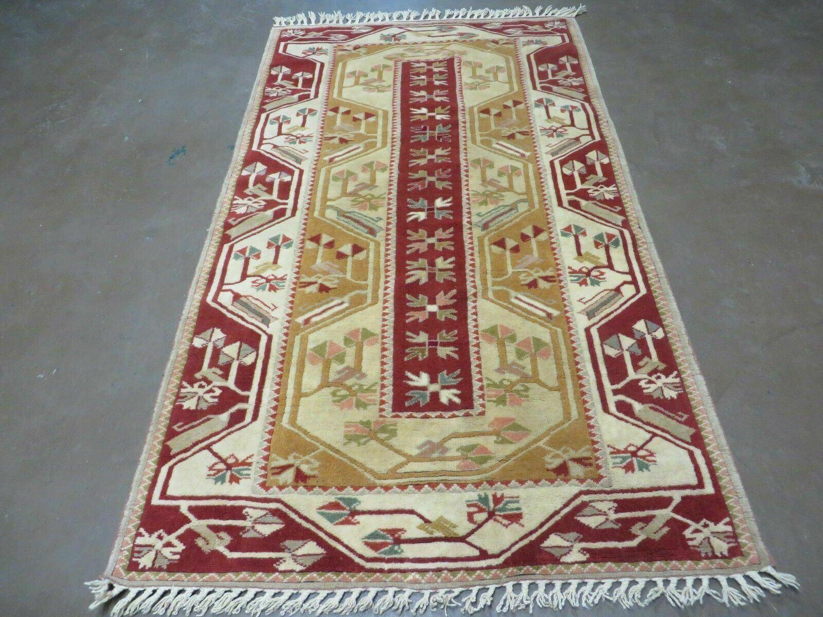 4' X 6' Vintage Handmade Knotted Turkish Kazak Pattern Wool Rug Carpet Nice - Nuvé