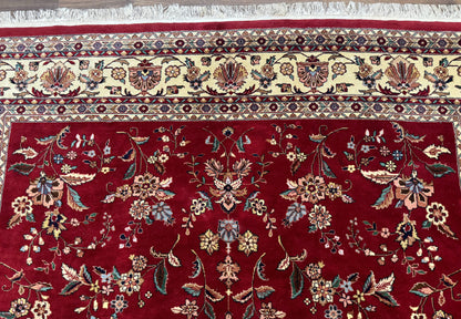 Indo Persian Rug 8x10, Red and Cream, Floral, Pande Cameron - Nuvé