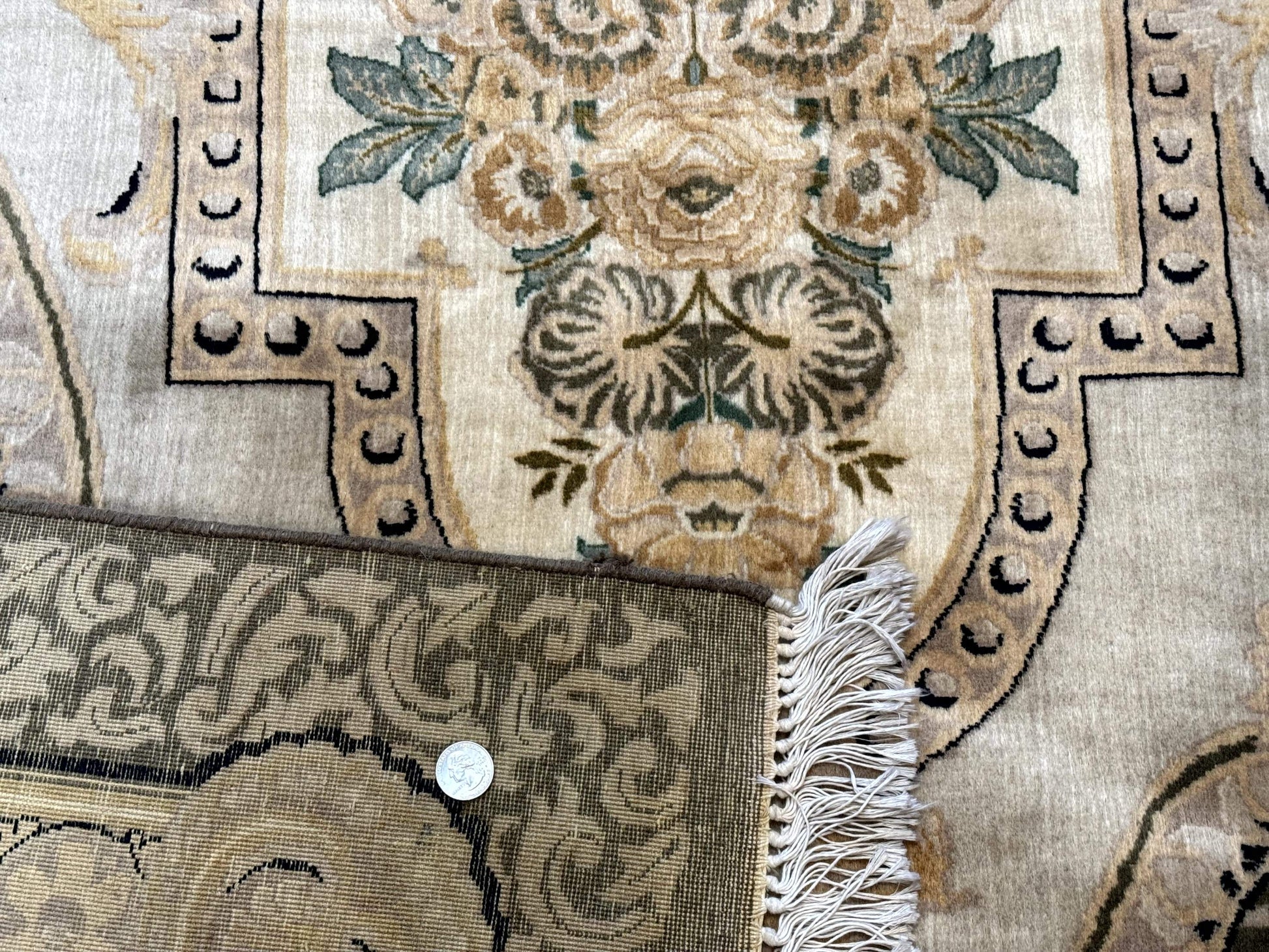 Aubusson Rug 8x10, Very Fine 225 KPSI, Floral, French European Design, Pakistani Carpet - Nuvé