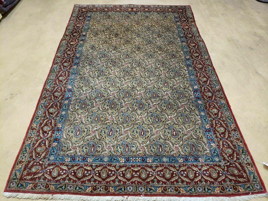 4' X 7' Handmade Turkish Wool Rug Paisley Hand Knotted Flowers One Of A Kind - Nuvé
