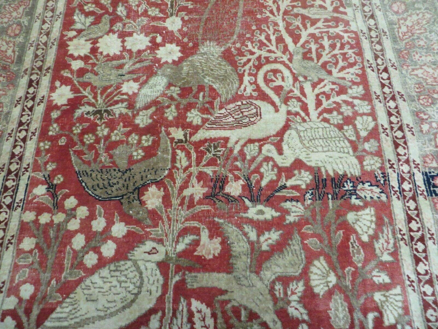 4' X 6' Antique Handmade Turkish Tree Of Life Oriental Wool Rug Birds Red - Nuvé