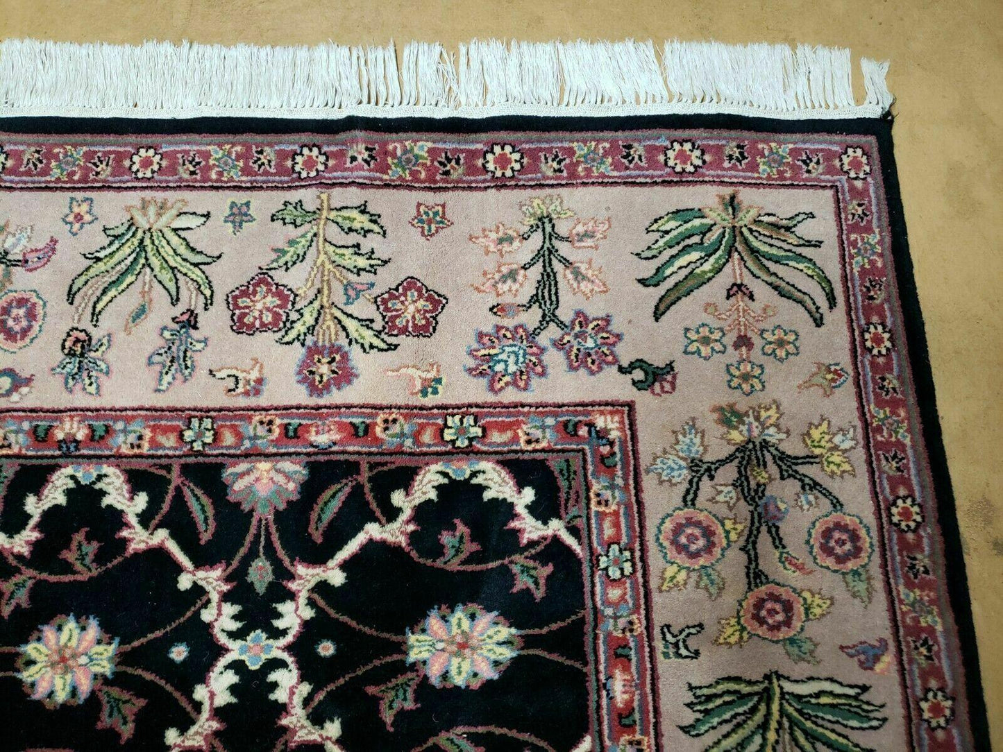 6' X 9' Handmade India Floral Oriental Wool Rug Carpet Hand Knotted Nice Black - Nuvé