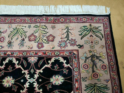 6' X 9' Handmade India Floral Oriental Wool Rug Carpet Hand Knotted Nice Black - Nuvé