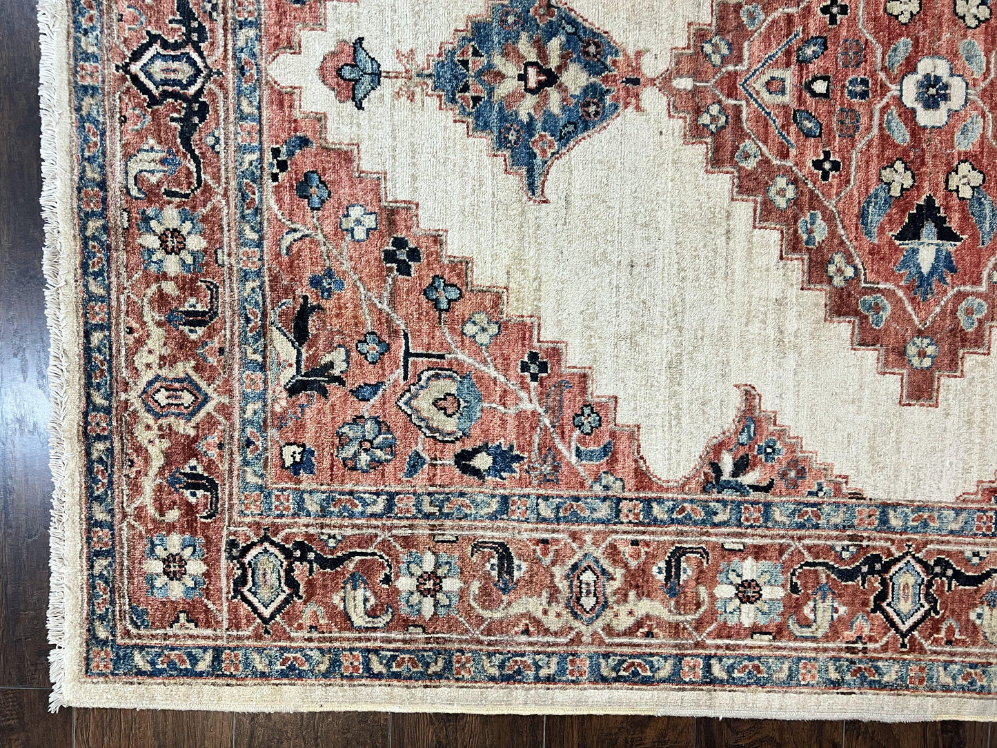 Peshawar Rug 5x7, Wool Hand Knotted Handmade Vintage Carpet, Serapi Design, Pakistani Rug 5 x 7 ft, Medium Sized, Geometric Rug - Nuvé