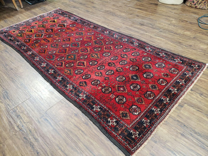 4 x 8 Handmade Baluch Afghan Turkoman Tribal Wool Rug Organic Dyes 8x4 Carpet