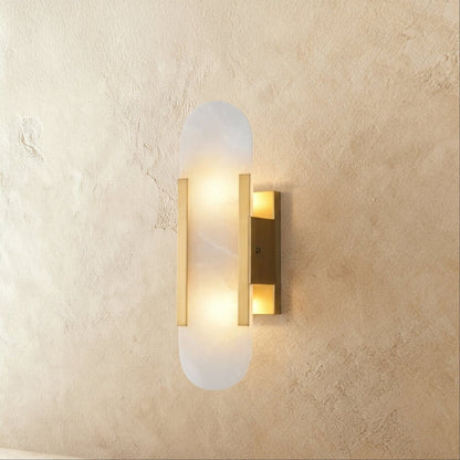 Cecelia Alabaster Wall Lamp by Residence Supply featuring a classic alabaster glass shade mounted on a sleek metal wall fixture.