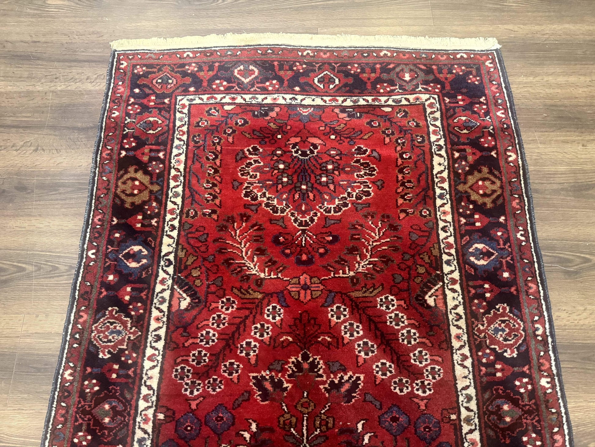 Red Persian Rug 2.6 x 6.8, Floral, Antique Per'sian Carpet, Persian Malayer Rug, Hamadan Rug - Nuvé