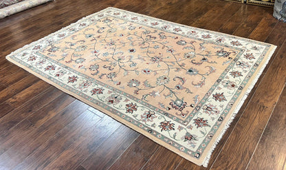 Indo Persian Rug 6x9, Handmade Vintage Wool Carpet, Floral Allover - Nuvé
