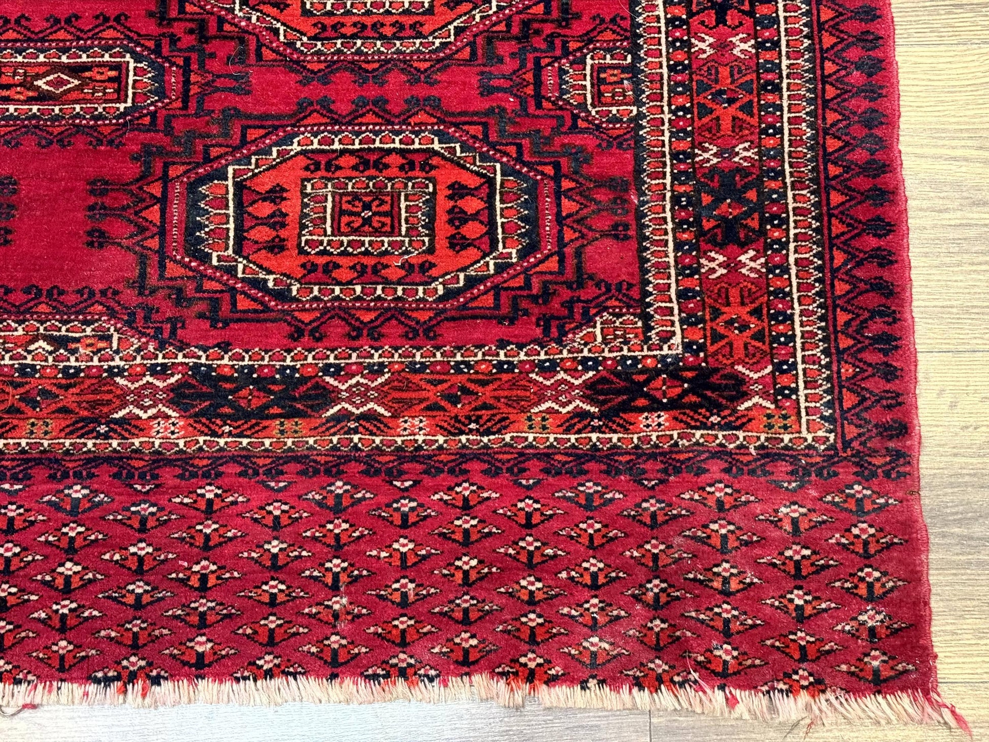Antique Turkoman Salor Rug, Turkoman Textile, Fine 400 KPSI, Red, Persian Tribal Rug - Nuvé