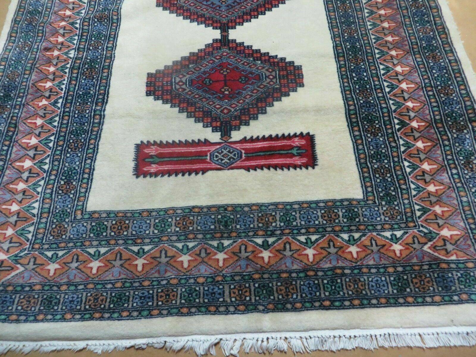 4' X 6' Vintage Handmade Bokhara Turkoman Pakistan Wool Rug Carpet Nice - Nuvé