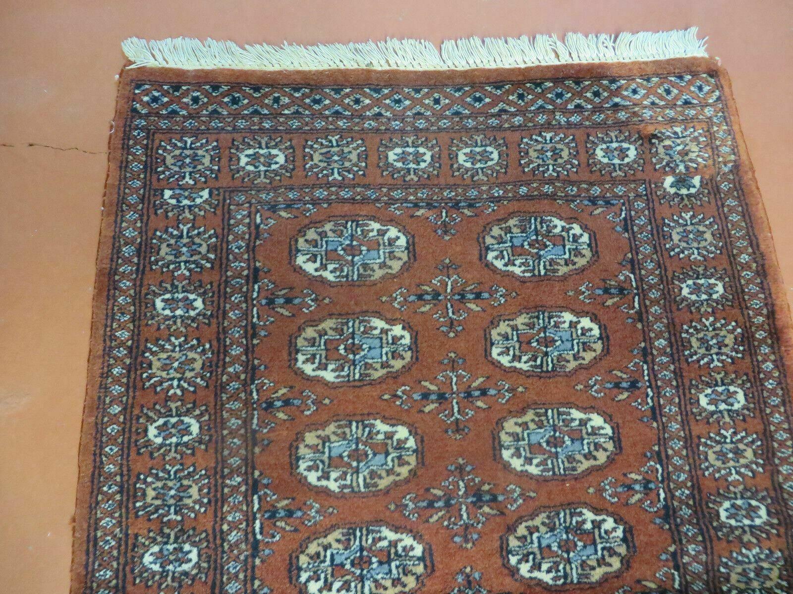 3' X 4' Vintage Handmade Pakistan Turkoman Bokhara Fine Woven Wool Rug - Nuvé