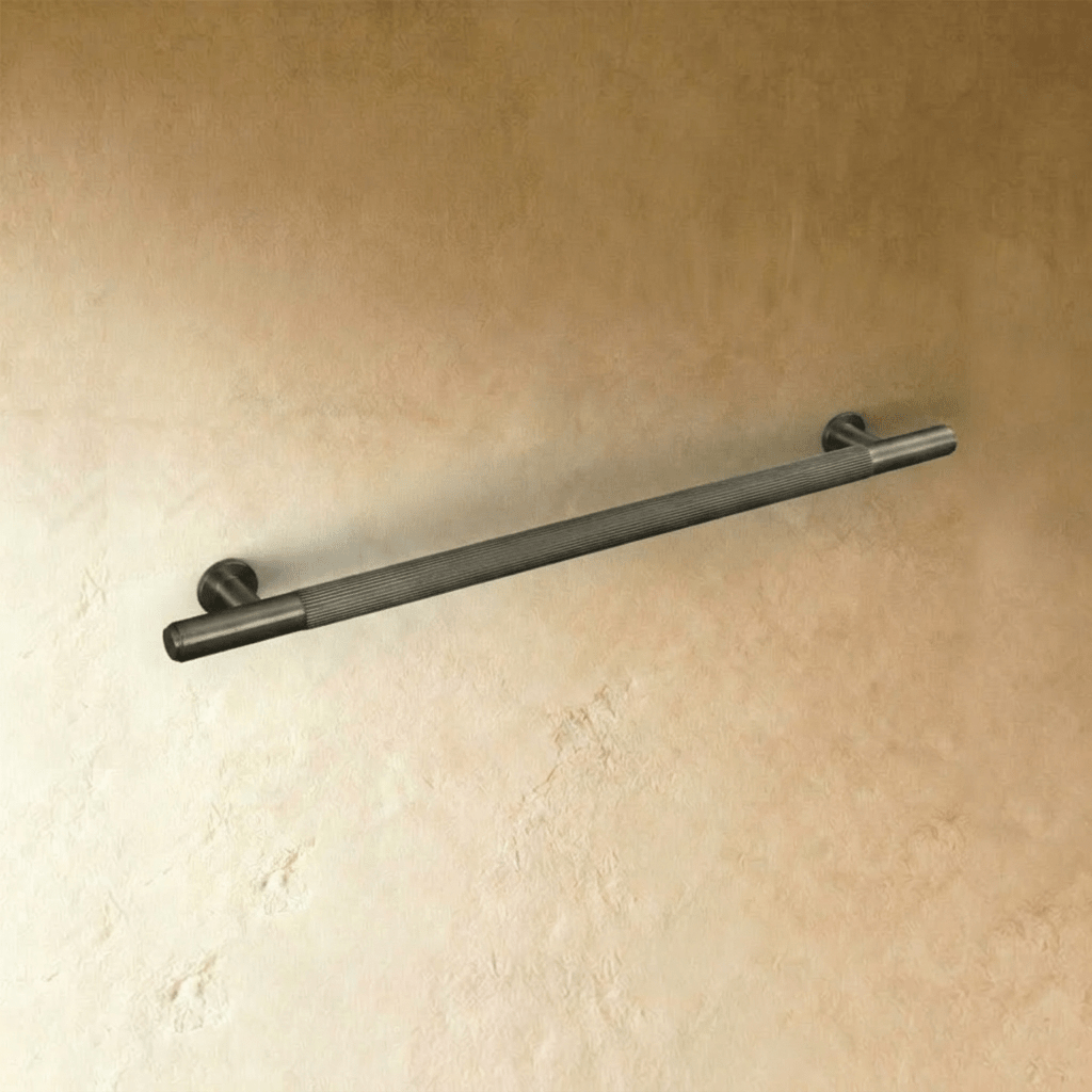 Residence Supply Cepo knob and pull bar set for cabinet hardware, featuring brushed metal finish and modern design.