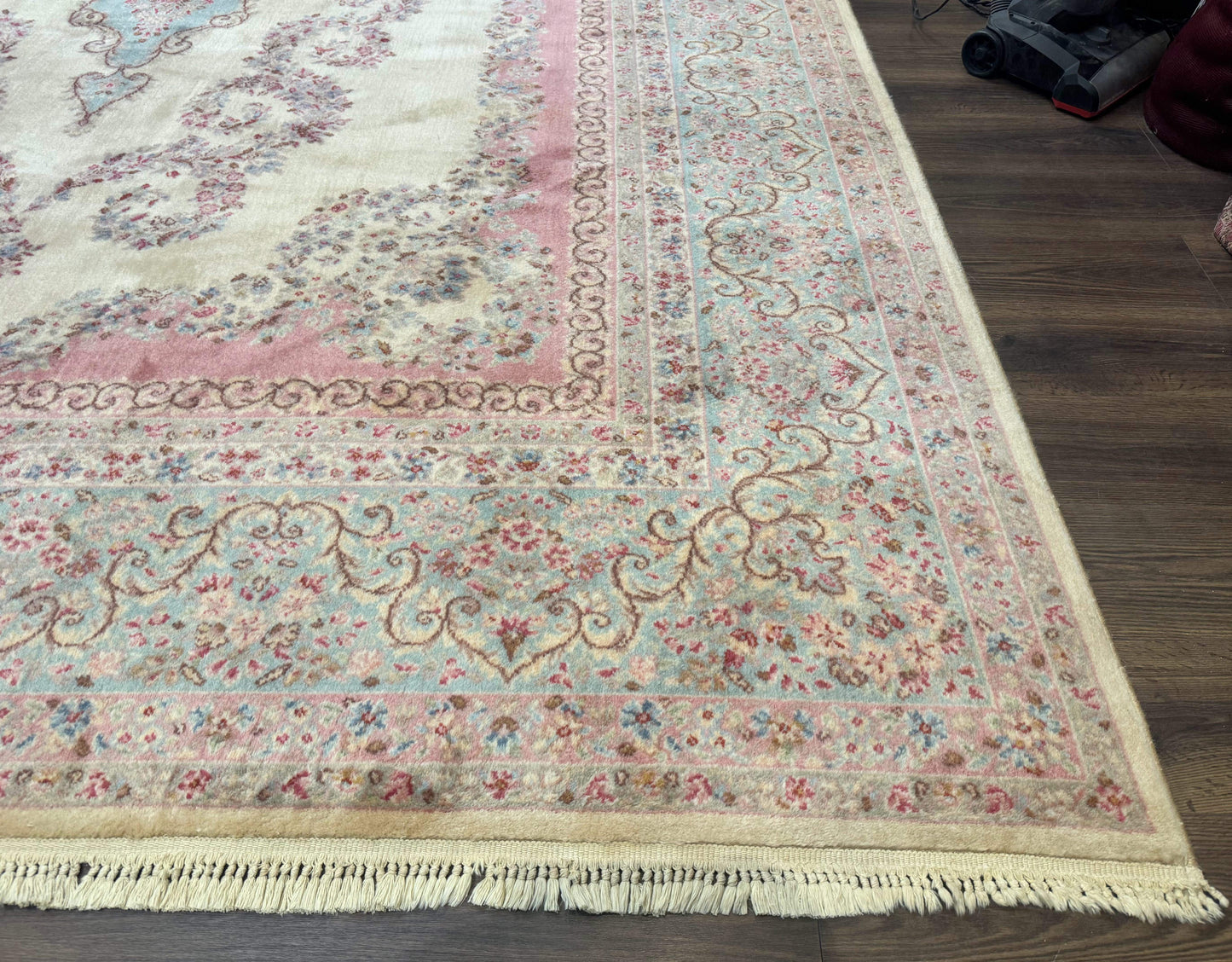 10x14 Karastan Kirman Rug #784 Pastel Ivory Kirman Medallion, Wool Antique Original 700 Series - Nuvé