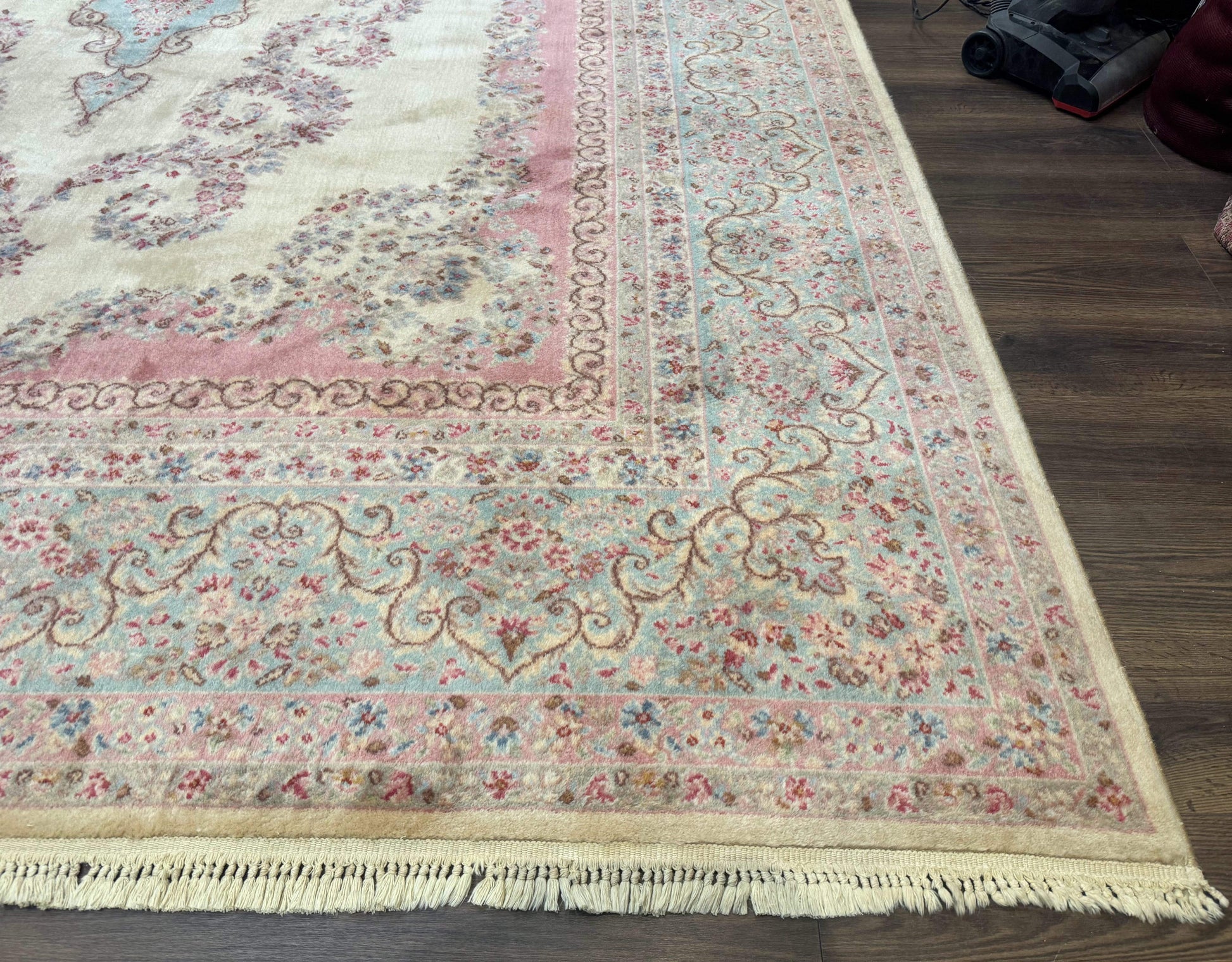 10x14 Karastan Kirman Rug #784 Pastel Ivory Kirman Medallion, Wool Antique Original 700 Series - Nuvé