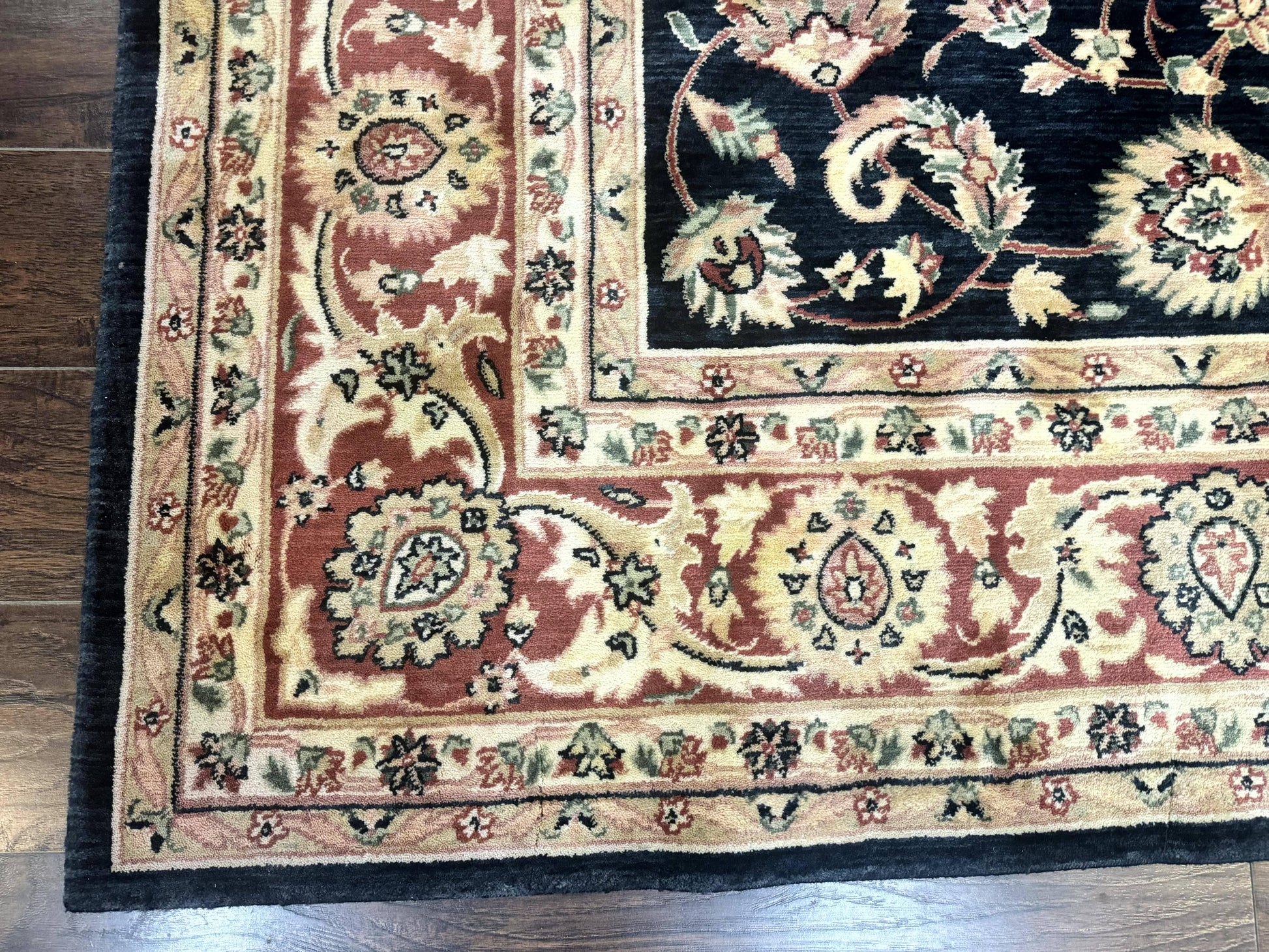 Vintage Oriental Rug 8x11, Floral Persian Design Carpet, Turkish Power Loomed Rug, Navy Blue Red Cream - Nuvé