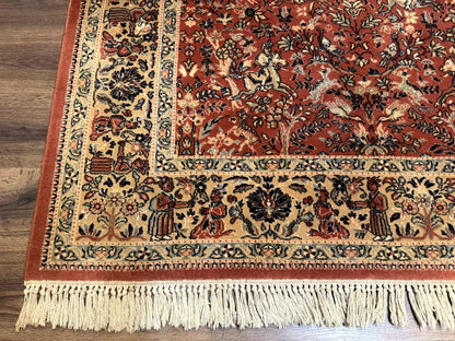 Persian Area Rug 8 x 11.6, Wool, Royal Hunting Scene, Vintage Couristan Rug, Red, Allover Pattern, Belgium Power Loomed - Nuvé