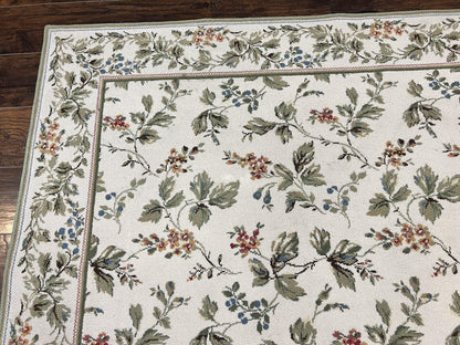 Vintage Stark Carpet 7x10, Ivory and Green, European Aubusson Design, Allover Pattern, Stark Rug - Nuvé