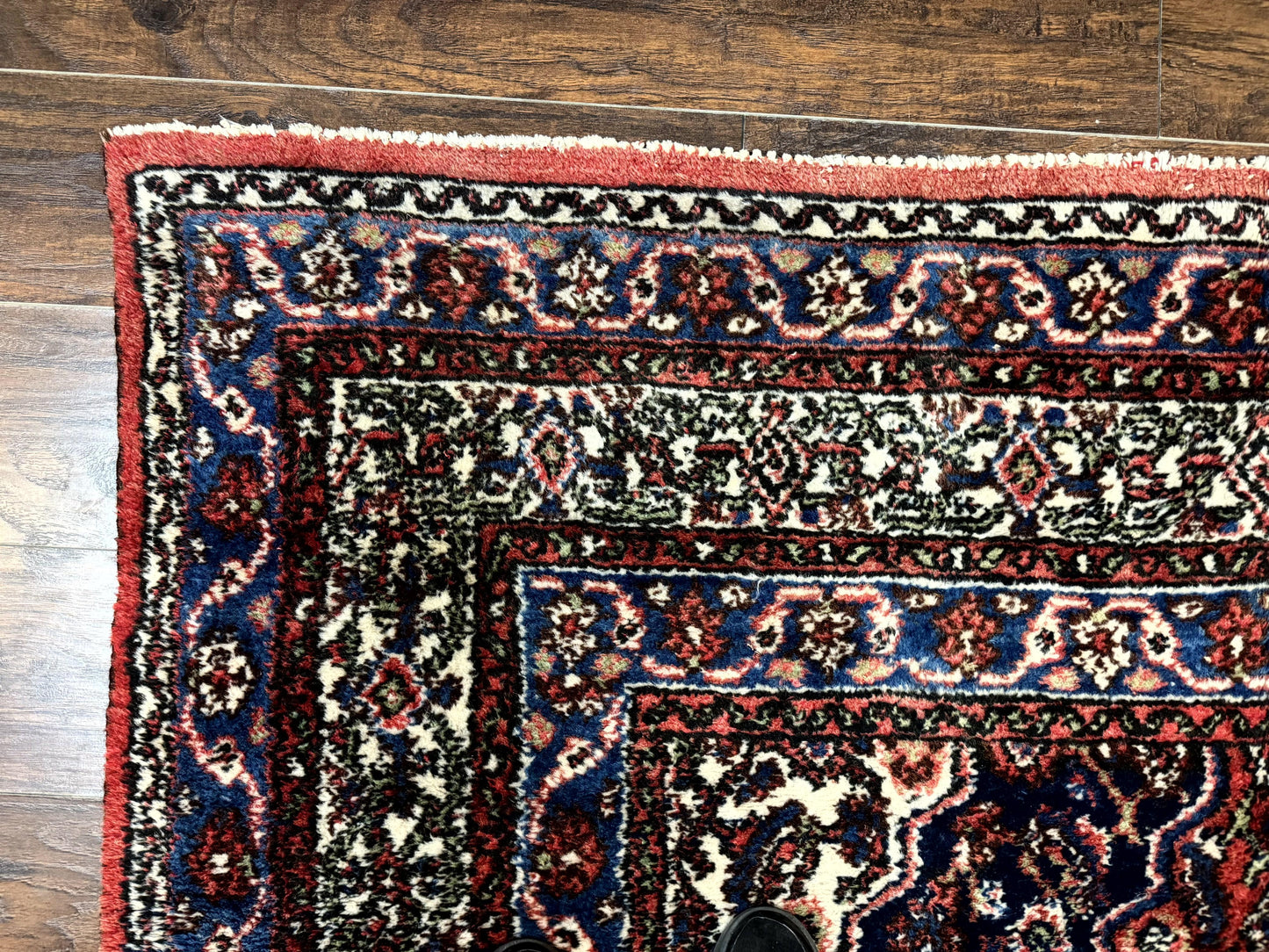 Persian Tribal Rug 6x11, Red Blue Ivory, Antique Persian Carpet, Hamadan Dargazin Carpet - Nuvé