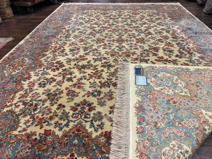 8.8 x 12 Karastan Rug #788 Ivory Kirman, Wool Vintage Original 700 Series - Nuvé