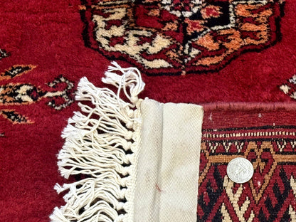 Red Turkoman Bokhara Rug 8x11, Pakistani Turkmen Carpet, Vintage Traditional Area Rug - Nuvé