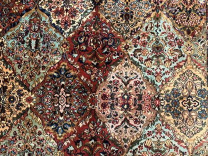 Karastan Rug 5.9 x 9, Multicolor Panel Kirman Rug #717, Wool Original Karastan Collection 700 Series - Nuvé