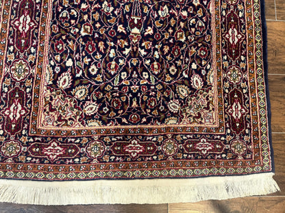 Indo Kashmiri Rug 3x5, Navy Blue, Very Fine 400 KPSI, Pair A - Nuvé