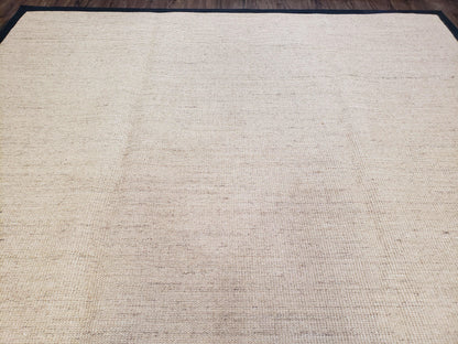 Jute Rug 8x10, Natural Jute Fiber Area Rug, Natural Sisal Area Rug with Black Border, 8x10 Carpet, Solid Jute Rug 8 x 10, Farmhouse Rug - Nuvé