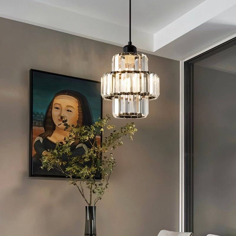 Charagh Pendant Light by Residence Supply hanging from ceiling with a modern design and warm lighting effect