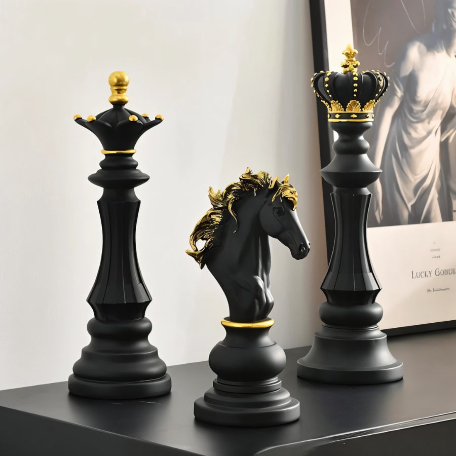Residence Supply chess figurine sculpture for home decor, featuring detailed chess piece design in a stylish decorative piece.